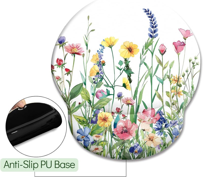 LIMKRIAN Flower Ergonomic Mouse Pad with Wrist Rest, Gaming Computer Mouse Pad Wrist Support with Non-Slip Pain Relief PU Base, Funny Mouse Pads for Desk Work, Cute Office Desk Decor Accessories - Image 5